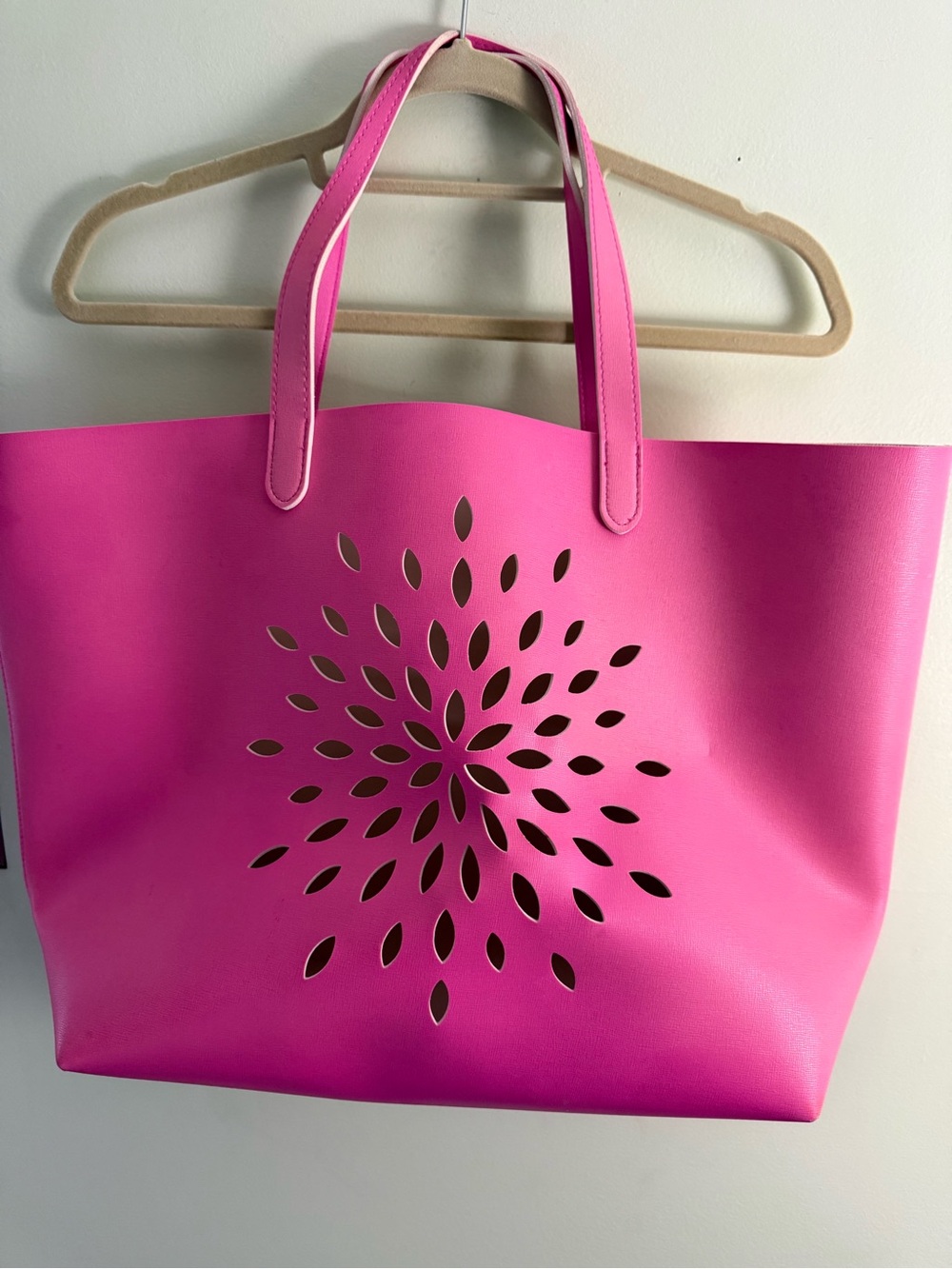 Vegan Leather Bright Pink Tote